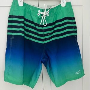 Hollister Green and Blue Board Shorts Gradient Design 32 waist